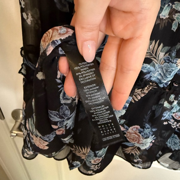 White House Black Market Sheer Floral Blouse - Picture 9 of 9